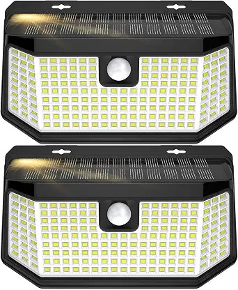 Aootek Solar Lights Outdoor 182 LEDs 2500Lm Solar Motion Sensor Lights IP65 Waterpro of with Wide Anglefor Patio Garden Garage Yard Front Door(2pack)
