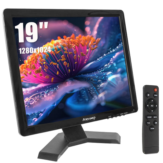 19" TFT LCD Monitor for CCTV Security | 1280x1024 4:3 Color Screen | HDMI/VGA/AV/BNC/USB Ports | Remote Control + Built-in Speakers | Compatible with Surveillance Cameras & Set-Top Boxes