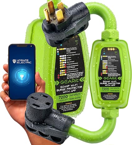 GEARit NEMA 14-50 Smart RV Surge Protector 50 Amp, WiFi App 7200J Monitor