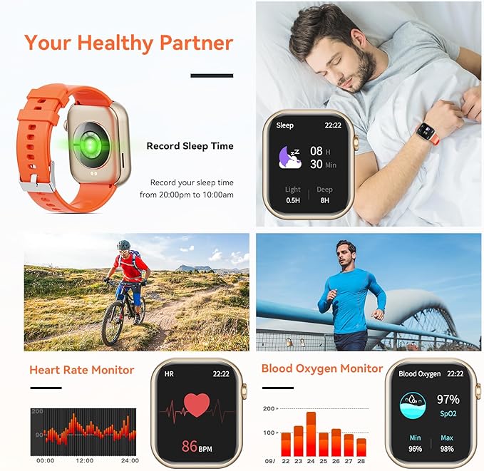 Hwagol Smart Watch (Answer/Make Call) 1.85inch Fitness Tracker, DIY Dials/Pedometer/Calories/Multiple Sport Modes/Voice Assistant, Smart Watches for Men Women Android iOS Phones