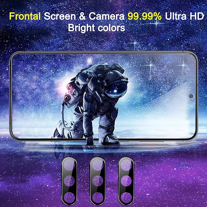 Ferilinso 3 Pack Privacy Screen Protector for Samsung Galaxy S25 Plus with 3 Pack Tempered Glass Camera Lens Protector Phone Case Friendly Accessories Protector de Pantalla for Samsung S25 Plus