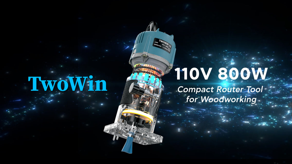 TwoWin Router Tool, 110V 800W Compact Palm Wood Router Tool for Woodworking