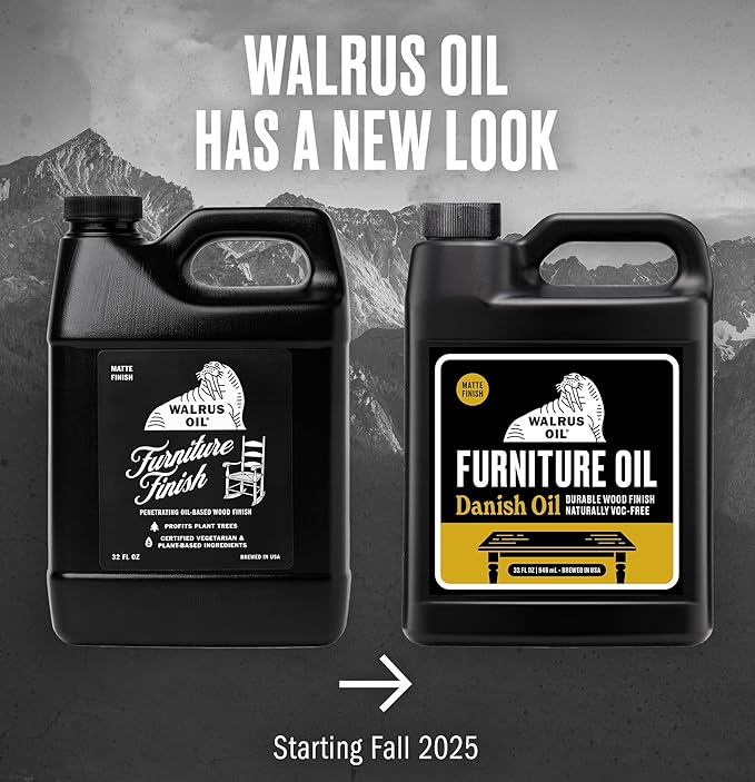 Walrus Oil - Furniture Oil, 100% Natural. Finish, Restore, and Protect Wood. VOC-Free, 32oz Jug