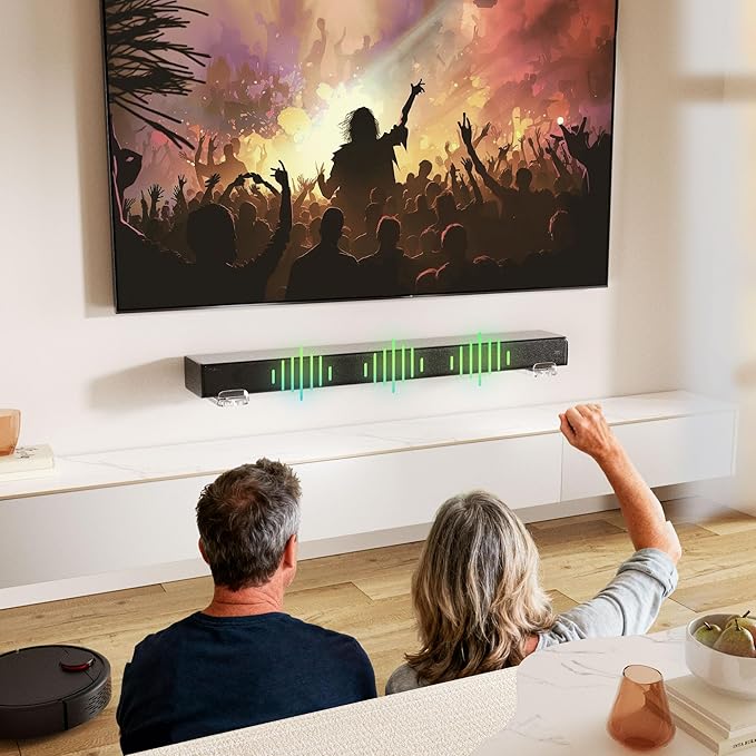 ELETIUO Soundbar Wall Mount Bracket,Depth Adjustable 3.8-6.5 inch,Universal Sound Bar Mount Under TV for Samsung, Sony, LG, Vizio, Bose, JBL, Sonos, Holds up to 50 lbs,Transparent