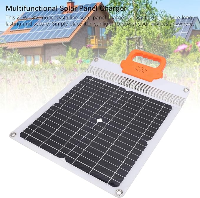 FTVOGUE 20W Portable Solar Panel Charger Monocrystalline Solar Panel with USB C Output for Outdoor Travel Camping and Emergency Power