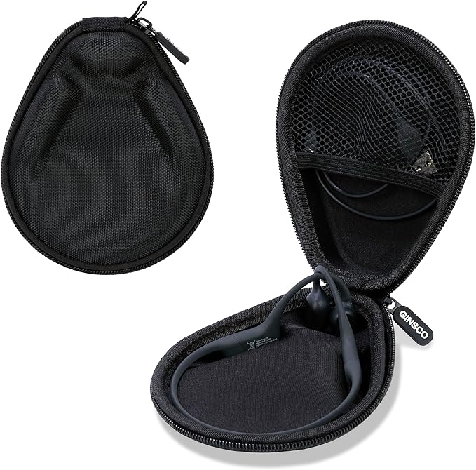 Ginsco Universal Bone Conduction Headphone Case Compatible with SHOKZ New OpenRun Pro 2/Pro 2 Mini/OpenRun/OpenSwim Open-Ear Sport Headphones, Compatible with MRYTKY/BAICLUD/CXK/Ogogrs etc (Black)