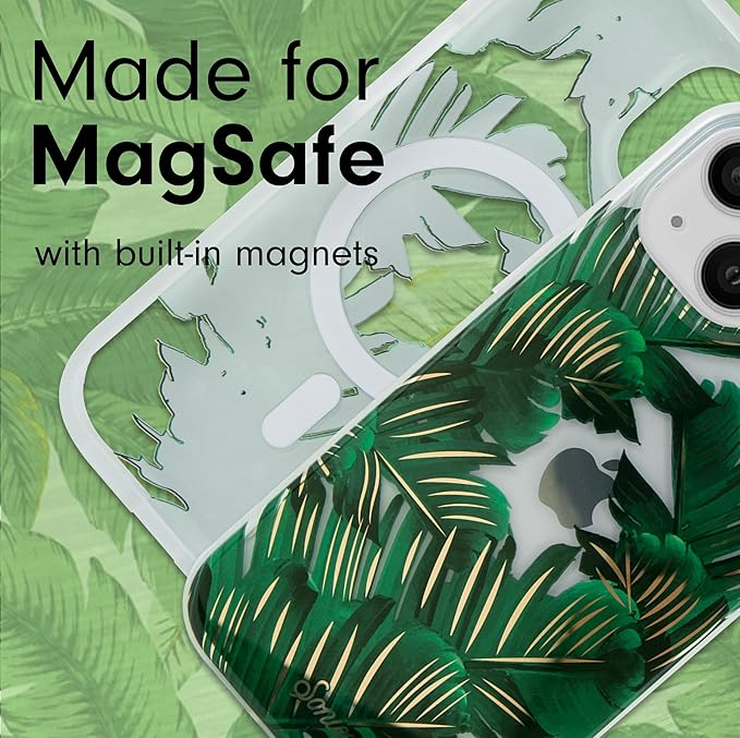 Sonix Case for iPhone 15 Plus/iPhone 14 Plus | Compatible with MagSafe | 10ft Drop Tested | Bahama Palm Leaves