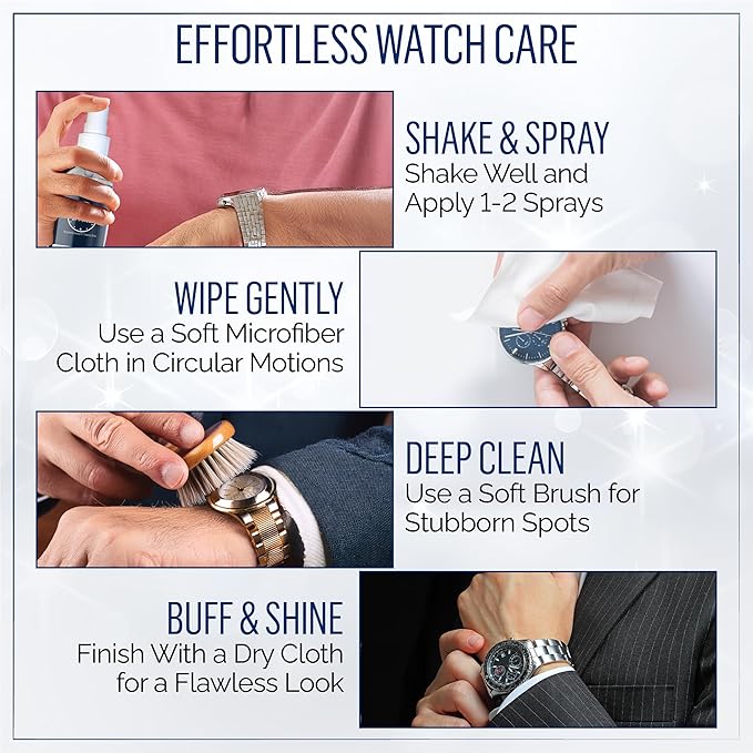 Mazal Watch and Jewelry Cleaner Spray kit. Cleaning Solution -Safe on All Metals, Crystals, Gold, Platinum, Precious Gemstones, Diamond Jewelry- Quick, Long Lasting Shine- TSA Approved 2oz