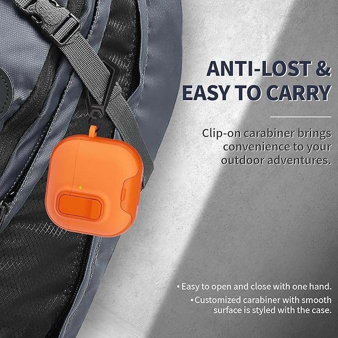 for AirPods 4 Case with Lock,TPU Leather Texture Protective Durability Anti-Lost & Shockproof Protective Cover Accessories with Cleaning Kit in Keychain for Apple AirPods 4 Generation (Orange)