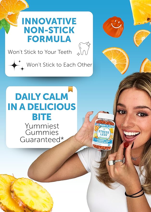 Lunakai USA Made Calm & Stress Relief Gummies – Delicious GABA + L-Theanine Calming Supplement for Adults & Kids – Natural Stress Support, 60ct