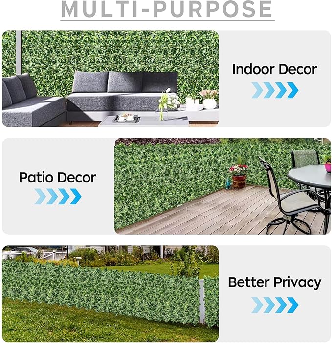 Artificial Ivy Privacy Fence Screen,39.4" X 118" UV-Anti Fake Leaves Plant Vine,Privacy Hedges Wall for Indoor Outdoor Garden Backyard Decor,Color Watermelon Leaves
