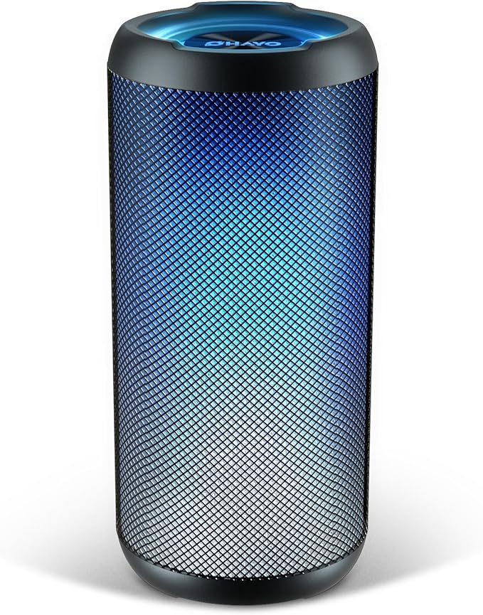 Portable Wireless Speaker with Cool Dynamic LED Lights, Bluetooth Speakers, IPX6 Waterproof, BT5.3, Loud Stereo Wireless Speaker for Party, Beach, Outdoor Camping, Support TF/AUX