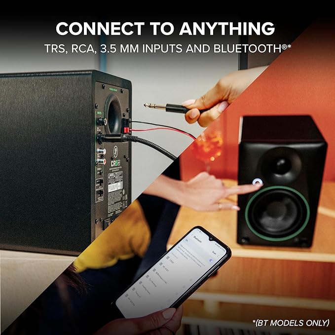 Mackie CR3.5BT 3.5" Creative Reference Powered Studio Monitors with Bluetooth, Tone Knob and Location Switch — Active Speakers for Music Production, Desktop Computer, Gaming, HiFi Listening