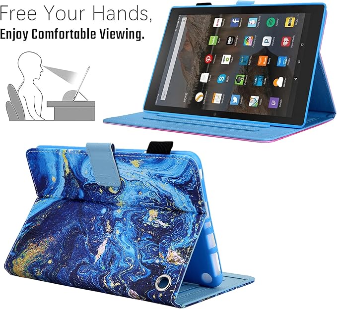 Dteck for Fire Max 11 (13th Generation) Tablet Case 11" 2023, PU Leather Protective Fold Stand Case with Auto Sleep Wake, Adjustable Viewing Angles, 4 Card Slots, Cute Slim Folio Case, Blue Galaxy