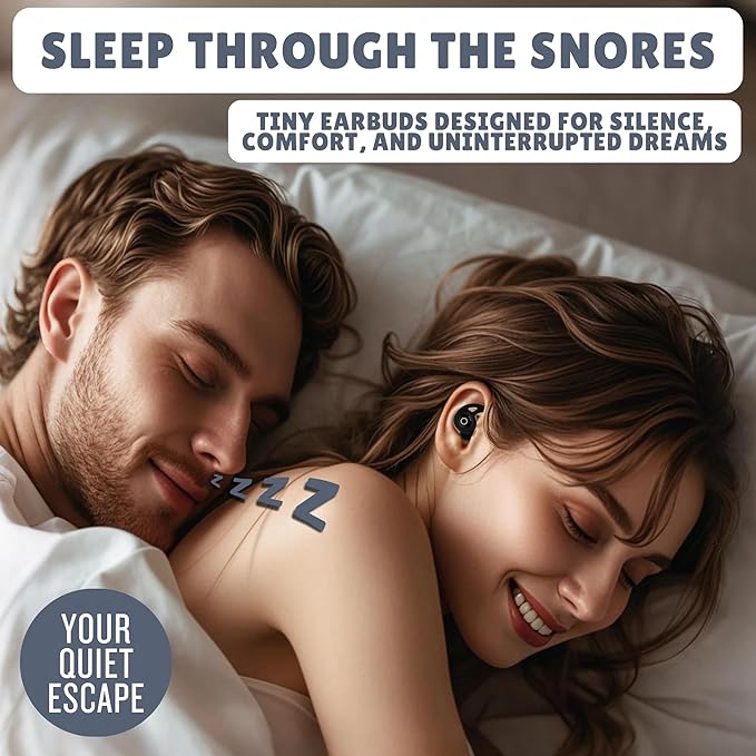 Sleep Earbuds, Ultra-Thin Invisible Headphones for Side Sleepers, 8-Hour Battery(24h w/ Case)No Buttons, No Lights, No Alerts, Noise Blocking Wireless Bluetooth 5.3, Gift for Him & Her, Mom & Dad