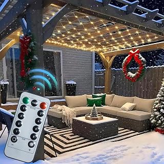 Net Lights Outdoor 10x10 FT, 8 Modes Connectable Mesh Lights with Plug- Connect 3 Sets, 30×10 FT Coverage, 270 LED Christmas Warm White for Trees, Bushes, Garden, Yard Decorations - Image 1