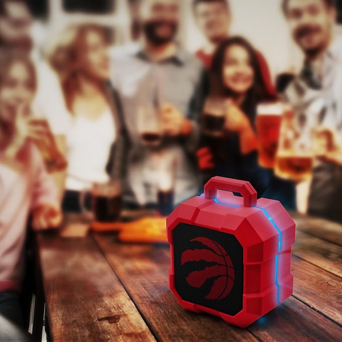 SOAR NBA Shockbox LED Wireless Bluetooth Speaker - Water Resistant IPX4, 5.0 Bluetooth with Over 5 Hours of Play Time - Small Portable Speaker - Officially Licensed NBA, Perfect Home & Outdoor Speaker