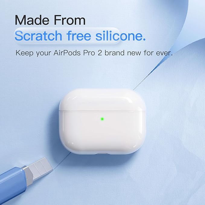 Case for AirPods Pro 2 Never-Sretch-Out DamonLight Shock-Proof Protective Semi Hard Silicone Case Compatible with Apple Airpods Pro 2nd Generation (White)