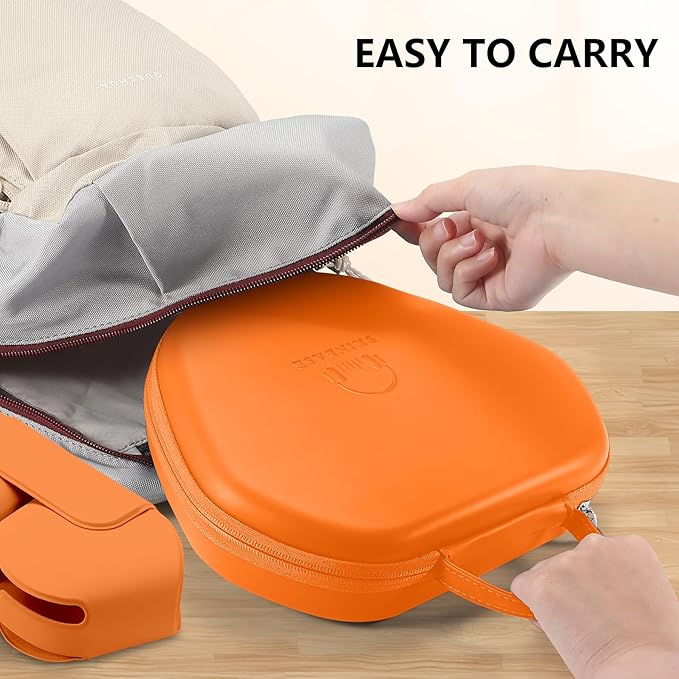 Maxjoy for AirPods Max Case [Shockproof & Dustproof] - Premium PU Leather & EVA Hybrid Hard Protective Cover, Travel Carrying Case with Storage for Apple AirPods Max Headphones (Orange)