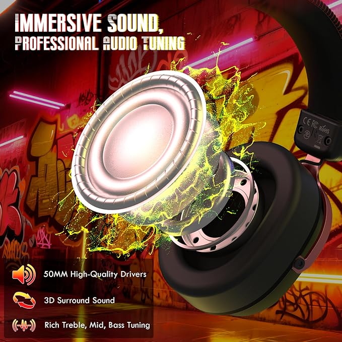 ATTACK SHARK L30Pro Wireless Gaming Headset with 2.4Ghz/BT/Wired, Long Battery Life with Detachable Microphone 7.1 Surround Sound Ultra-Low Latency for PC/PS5/Xbox/Switch/Mobile Black&Red