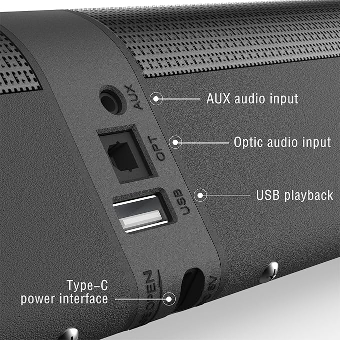 Docooler TV Sound Bar, Sound Bars for Smart Tv, 29.3 Inch 40W Surround Sound System for TV, Bluetooth Detachable TV Soundbar with Optical/AUX/USB Connection, TV Speakers Soundbar for Home