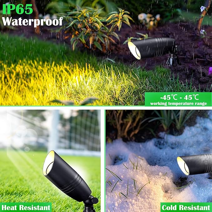 Color Changing Outdoor Landscape Lights, 12V RGB Low Voltage Landscape Lighting Kit with Remote Control, Smart Landscape Spotlights, Outdoor Uplights for Garden and Yard, ETL Listed