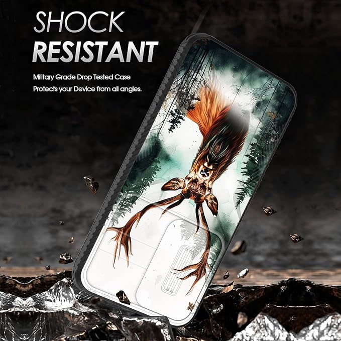 for Galaxy A35 5G Case Built in Slide Camera Lens Cover,Heavy Duty Shockproof Protection Dual Layer Case for Samsung Galaxy A35 5G 6.6 inch 2024,Forest Deer