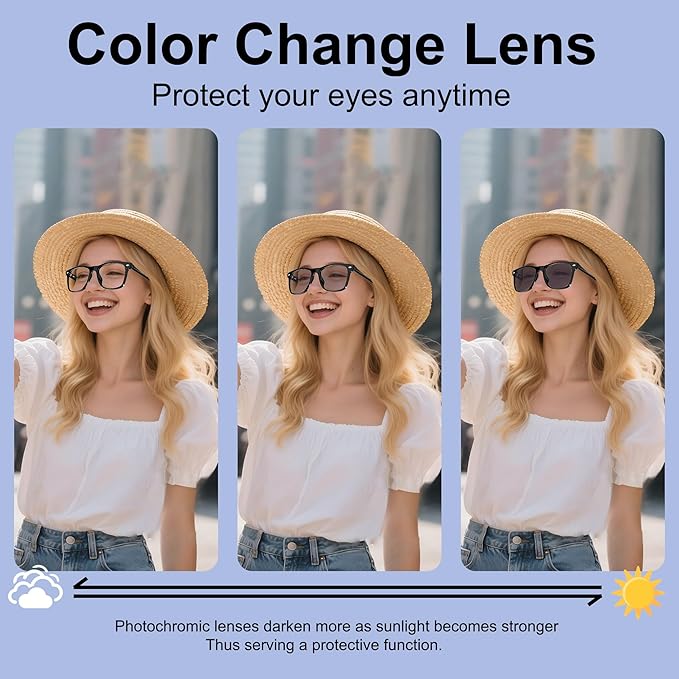 AI Smart Wireless Bluetooth Translation Glasses for Men/Women with Speakers/Bluetooth&140+ Languages Translation Sports/Travel/Drive/Busniess (E13+AI+Color Change Lenses+Black)