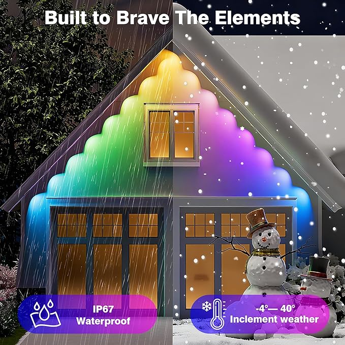 247FT Permanent Outdoor Lights, Permanent RGB 90 LEDs IP67 Waterproof, App and Remote Control Color Changing Eave Lights for Holiday, Christmas, Party, Garden Decor