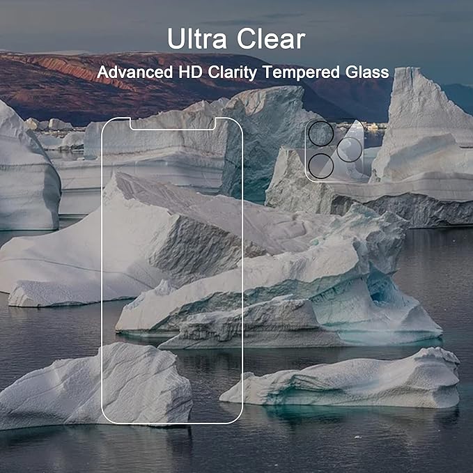 Ailun 2 Pack Screen Protector for iPhone 11 Pro [5.8 inch] + 2 Pack Camera Lens Protector, Tempered Glass Film, [9H Hardness] - HD