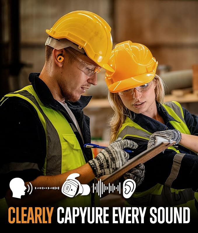 GLORYFIRE Shooting Ear Protection Earplugs, Bluetooth Hearing Protection Earbuds for Noise Reduction(Charcoal & Blaze)