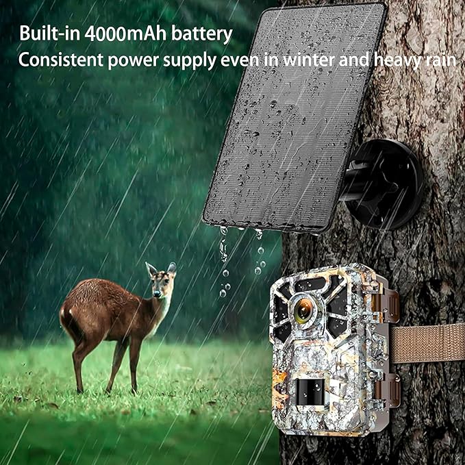 1Pack Trail Cameras Solar Panel 12V/1A 6V/1.5A with Build-in 4000mAh Rechargeable Lithium Battery IP66 Waterproof Hunting Accessory Compatible with Hunting Game Cameras or Deer Feeder