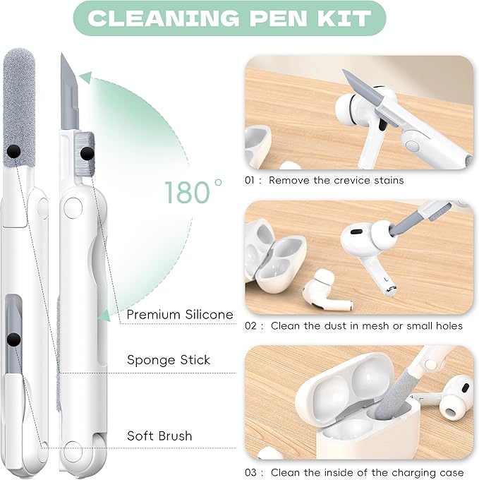 for Airpods Pro 2nd/1st Generation Case Cover, Compatible with Airpods Pro Case 2nd Gen USB C Charging Port, Clear Soft Transparent Military Grade Shockproof Case, Clear Green