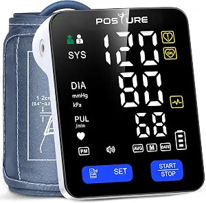 Posture Upper Arm Blood Pressure Monitor for Home Use, Wide Range Cuff 8.6"–16.5", Large 5.0'' 3-Color LED Display, FSA&HSA Eligible, with 2x99 Reading Memory