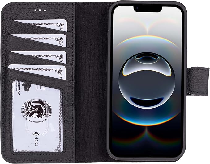 BLACKBROOK Case for iPhone 17e/16e Wallet Case for Men and Women, Carter Full Grain Leather 2-in-1 Set for MagSafe Charging, Cash, ID and 4 Card Slots with RFID