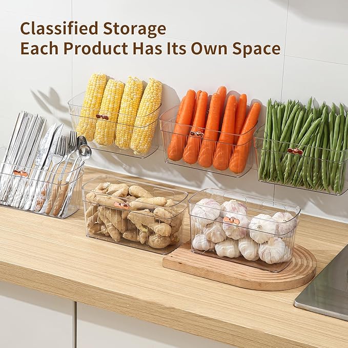 3 Pack Adhesive Cabinet Door Organizer, Kitchen Under Sink Organizer Caddy, Clear Plastic Storage Bins for Pantry, No-drill Wall Storage Box, Hanging Makeup Organizer Floating Shelf for Bathroom
