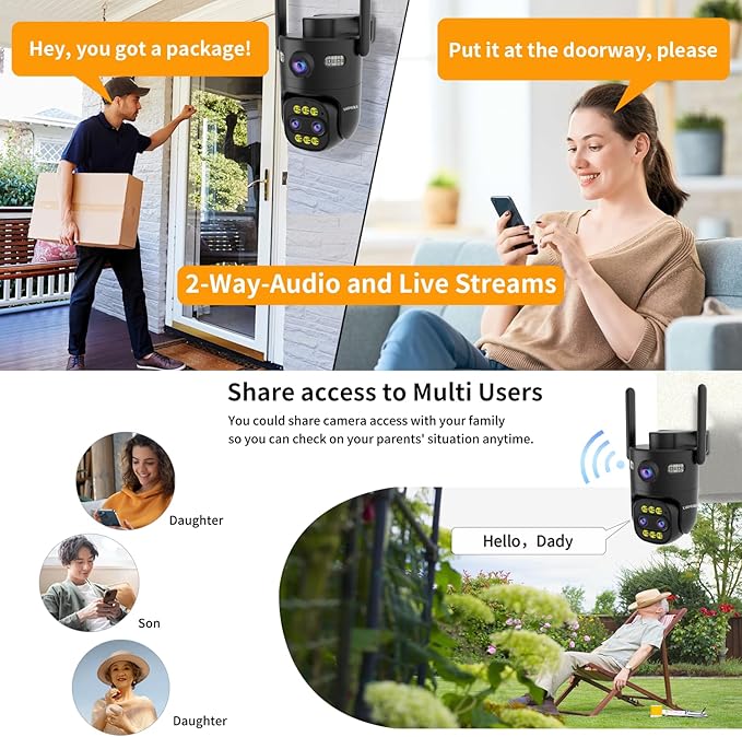 Indoor/Outdoor Cameras for Home Security 2Pack,2.4/5G WiFi Camera Wired,10x Hybrid Zoom,Plug-in 9.8ft Cable,360° Pan Tilt,Auto-Tracking,24/7 Recording,Work with NVR/DVR