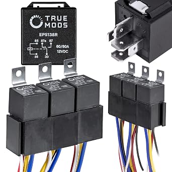 True MODS 5 Pack Bosch Style 5-Pin 12V Relay Kit SPDT 60/80 Amp