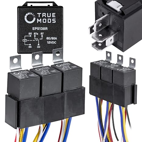 True MODS 5 Pack Bosch Style 5-Pin 12V Relay Kit SPDT 60/80 Amp