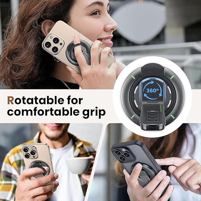 Magnetic Phone Grip Removable,Double-Sided Magnet iPhone Holder,Adjustable 360° Rotation Phone Kickstand Innovative Pressure-Relief Cellphone Stand with Ring Compatible for All Phones