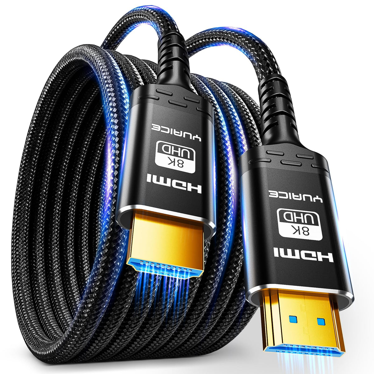 10K 8K 4K HDMI 2.1 Cable 25FT, Ultra High Speed 48Gbps Braided Cord, 8K@60Hz 4K@120Hz, HDCP 2.2 & 2.3, HDR10, DTS:X Compatible with Roku TV/PS5/Xbox/HDTV/Blu-ray