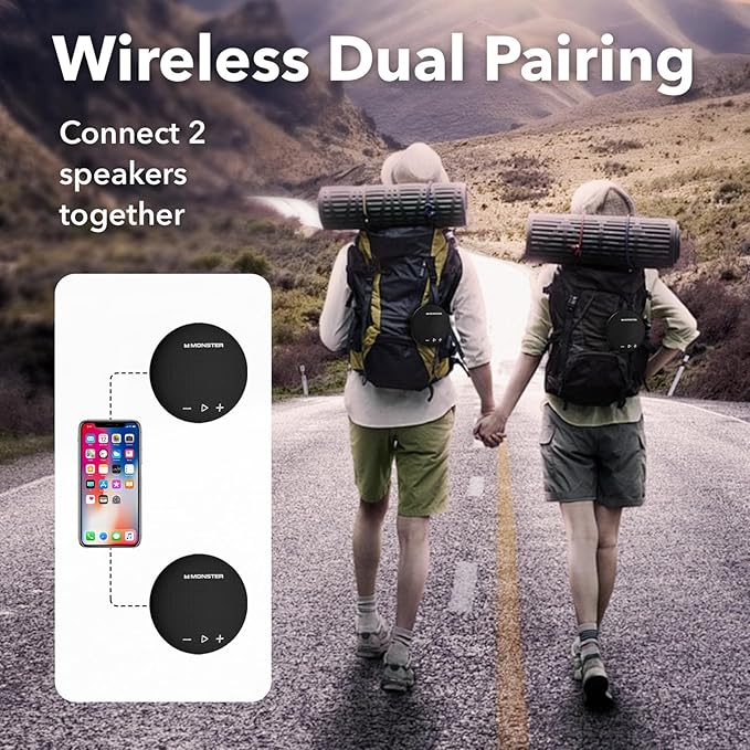 Monster Bluetooth Speaker, IPX8 Shower Speaker Waterproof, Bluetooth 5.4 with Loud HD Sound and Robust Bass, Extra Long Playtime Punchy, for Home, Beaches Portable Wireless Outdoor Speakers