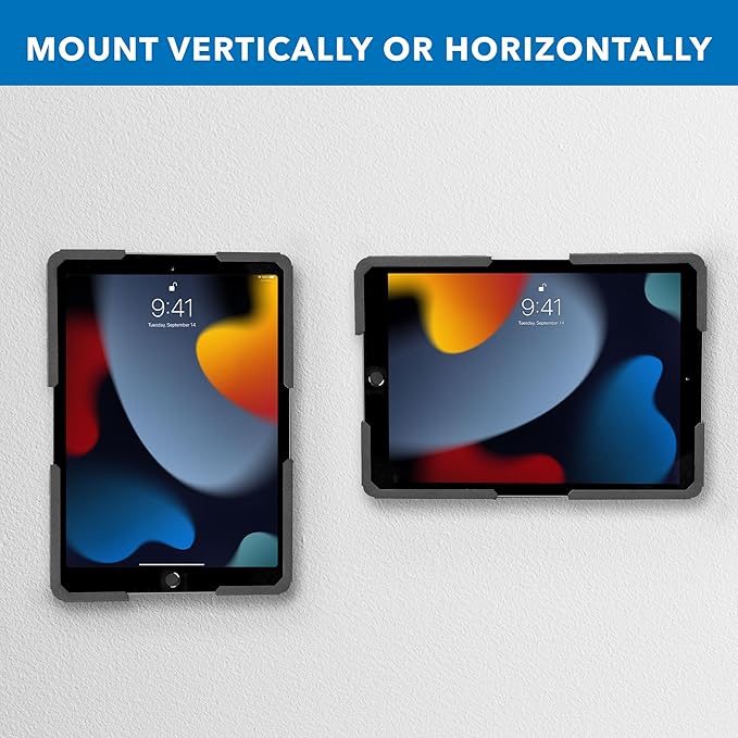 Mount-It! Universal iPad & Tablet Wall Mount Holder, Secure Steel Enclosure for 9.7–13.1 Inch Tablets, Wall or VESA 75x75 Mounting, Portrait or Landscape, Anti-Theft Tablet Mount for Office, Retail