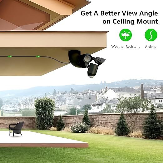 Eave Mount with Power Cable for Floodlight Cam Wired Plus/Pro, Google Nest Cam,Blink Floodlight Cam with 20ft Charging Cable Adapter, No Junction Box Need(2 in 1 Plug in Mount & Cord Set)