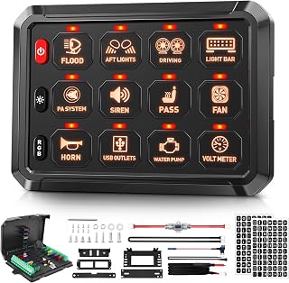 SnowyFox RGB 12 Gang Switch Panel, 12V Automotive Switch Box with Fuse - Image 1
