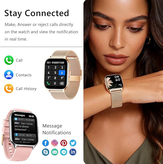 Smart Watch 45mm for Women Men(Dial/Answer Calls), 2.0" Fitness Tracker Watch with Heart Rate/Blood Pressure/Blood Oxygen Monitor for Android iOS
