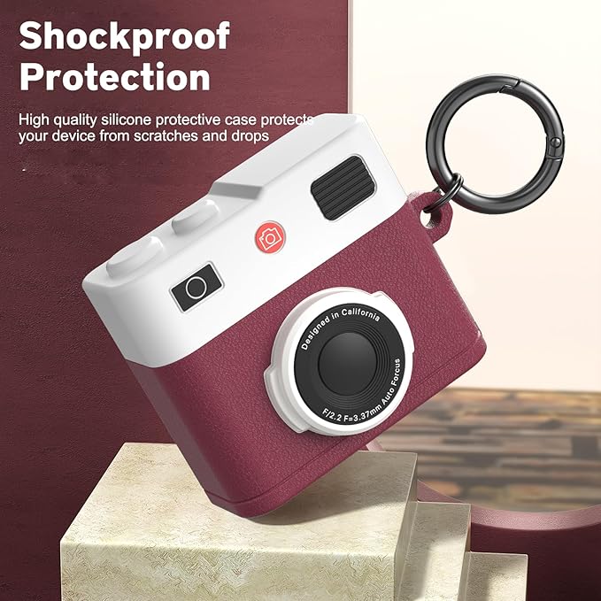 Valkit Compatible Airpods 3rd Generation Case Cover with Cleaner Kit, Cute Camera Design Airpods 3 Gen Case 2021 with Keychain Shockproof Soft Silicone Protective Case for Airpod 3rd Gen Charging Case