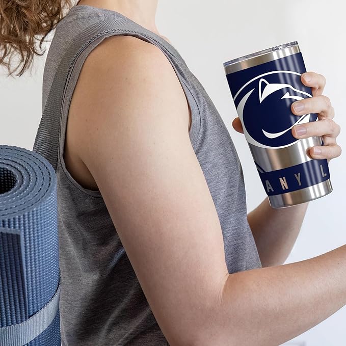 Rico Industries NCAA 20oz Stainless Steel Tumbler with Lid - Great For Coffee, Tea, Water or Cocktails