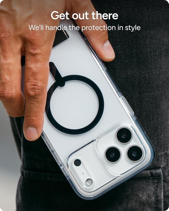 ZAGG Santa Cruz Snap Case with Kickstand for iPhone 17 Pro Max - Silver, Drop Protection (13ft/4m), MagSafe Charging Compatible, ClearGuard Anti-Yellowing Technology, Scratch Resistant Phone Case
