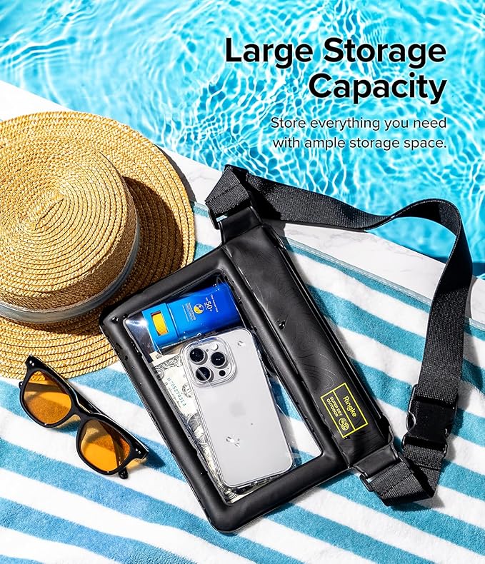 Ringke Waterproof Phone Pouch Sling Bag [More Space, More Convenience] Extra-Large Storage Capacity Premium Universal One Touch Lock Crossbody Dry Bag for Beach, Pool, Swimming, and Water Activities